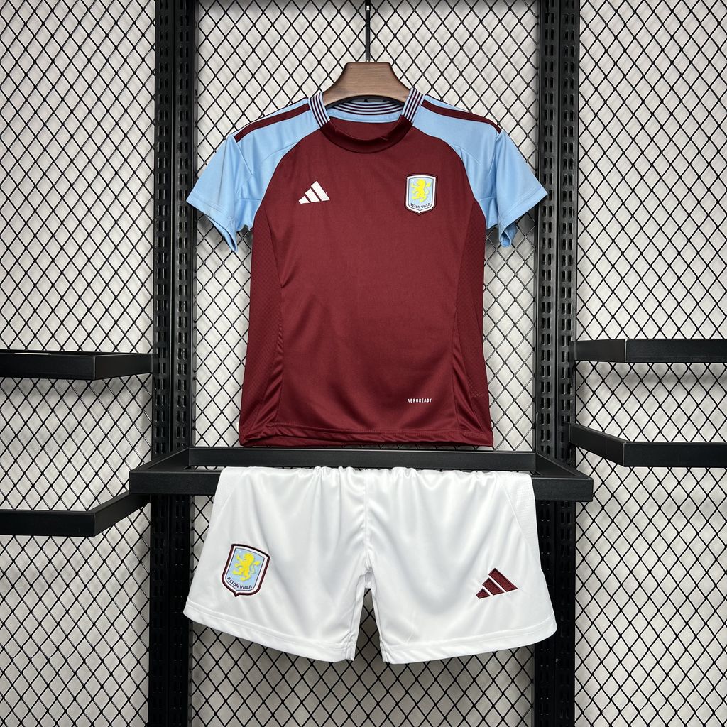 Kit local del Aston Villa para niños 2024/2025