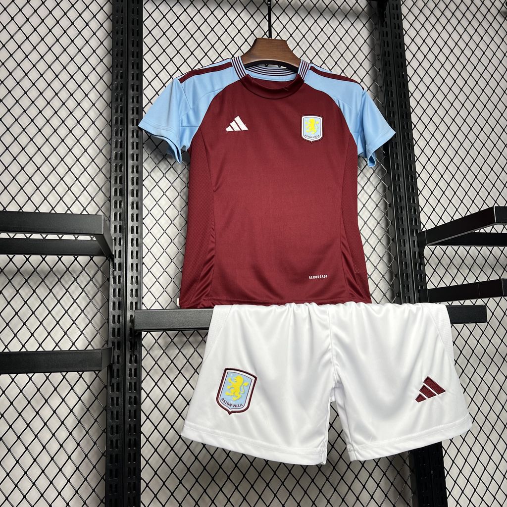 Kit local del Aston Villa para niños 2024/2025
