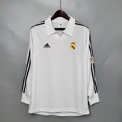 Camiseta retro de local del Real Madrid 2002 - Manga larga